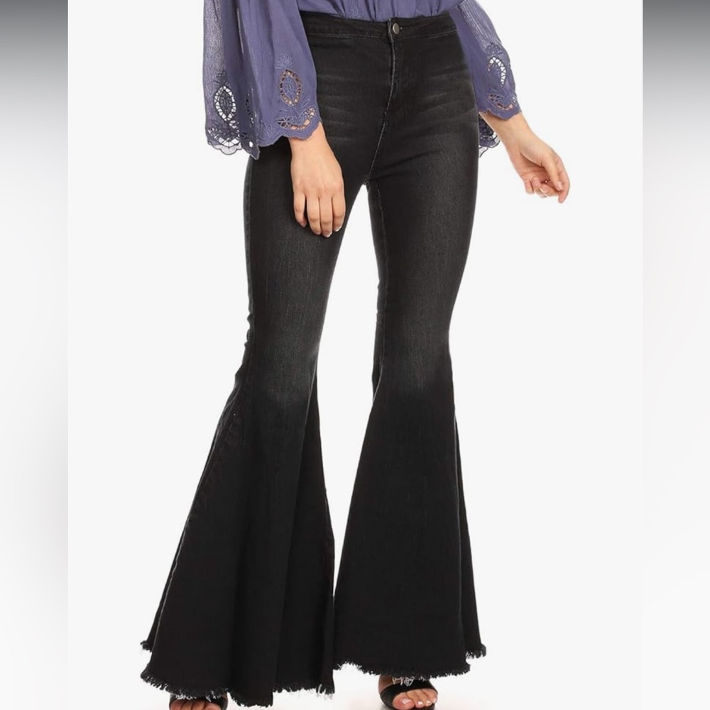 High Waist Black Bell Bottom Jeans